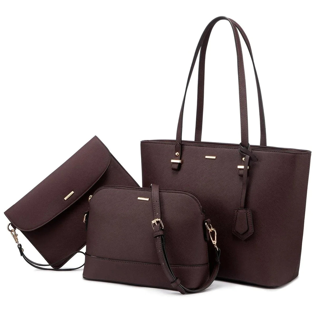 Premium PU Leather Lady Bag Set - 3 in 1set - Creative Fans