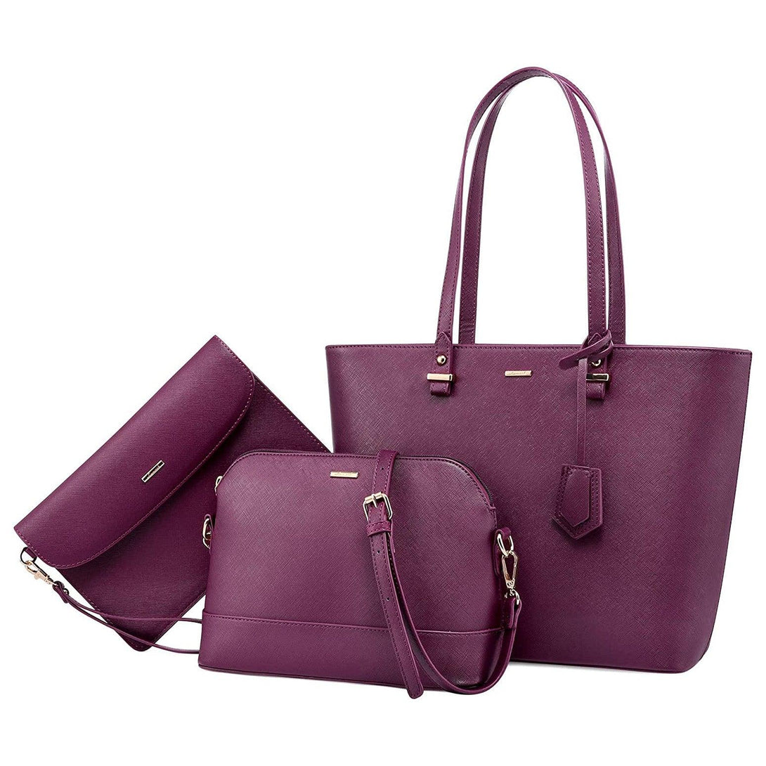 Premium PU Leather Lady Bag Set - 3 in 1set - Creative Fans