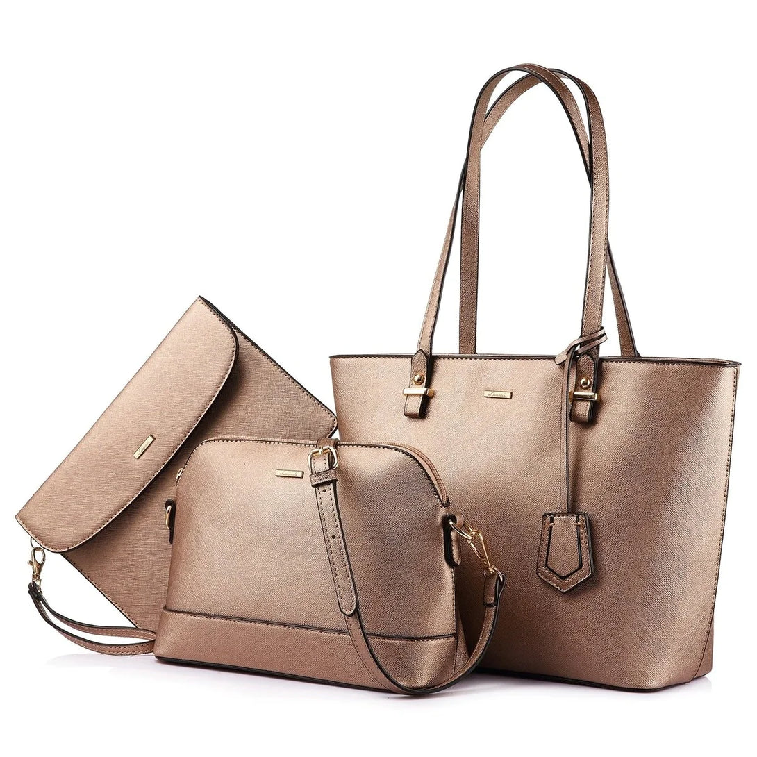 Premium PU Leather Lady Bag Set - 3 in 1set - Creative Fans