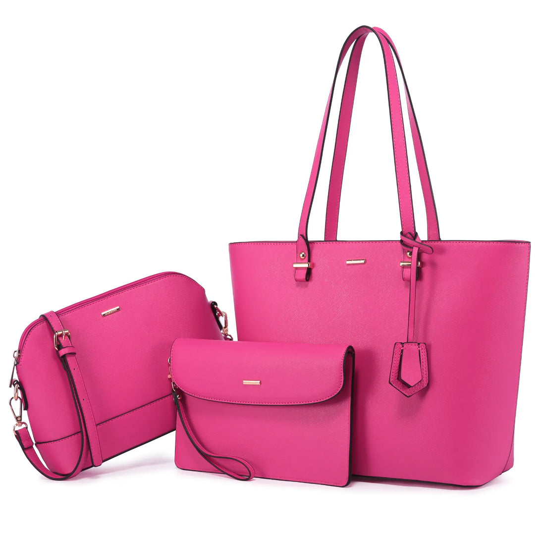 Premium PU Leather Lady Bag Set - 3 in 1set - Creative Fans
