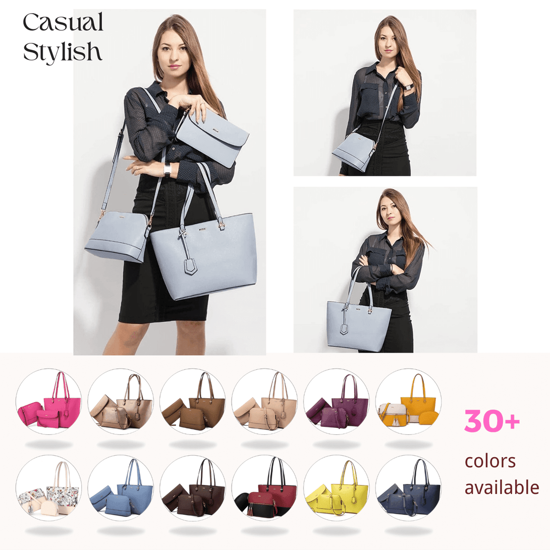 Premium PU Leather Lady Bag Set - 3 in 1set - SG - Creative Fans