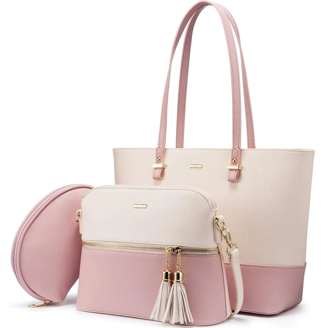 Premium PU Leather Lady Bag Set - 3 in 1set - Creative Fans