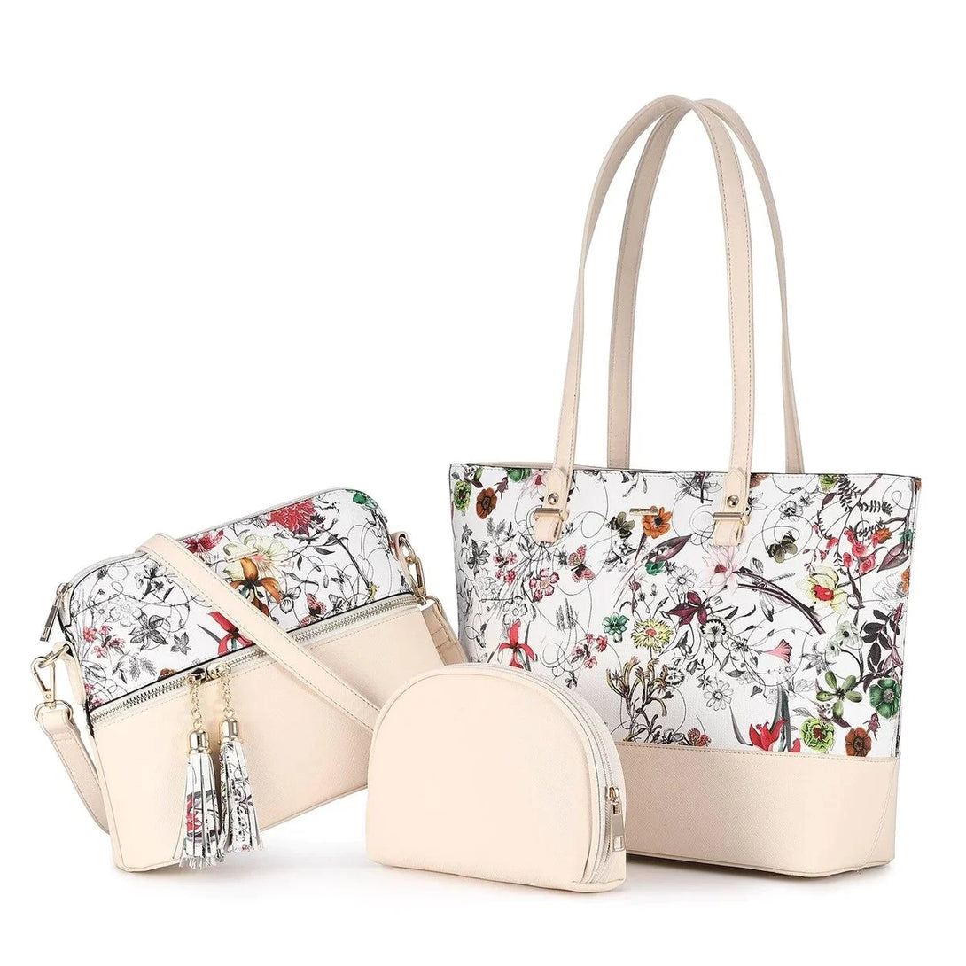 Premium PU Leather Lady Bag Set - 3 in 1set - Creative Fans