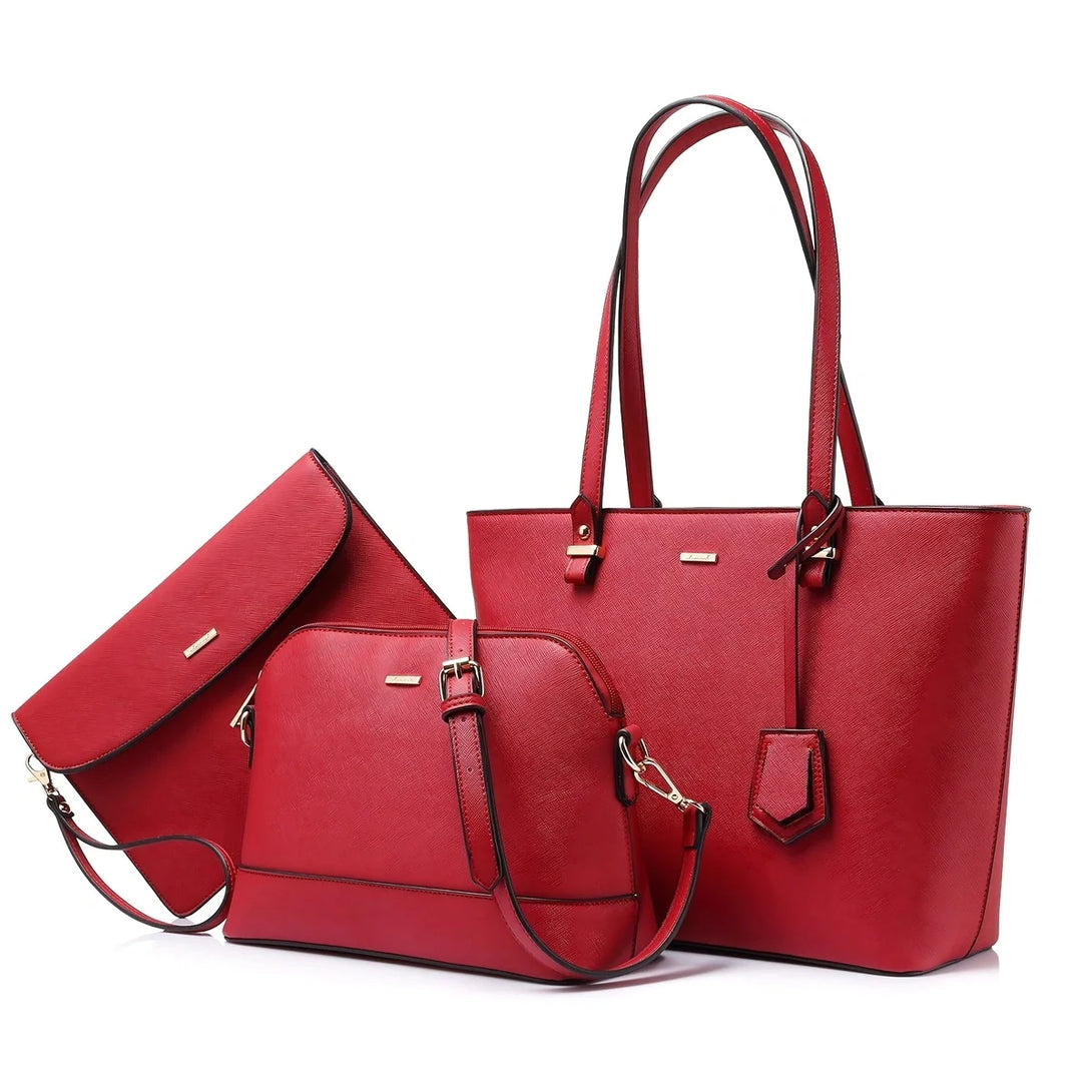 Premium PU Leather Lady Bag Set - 3 in 1set - Creative Fans