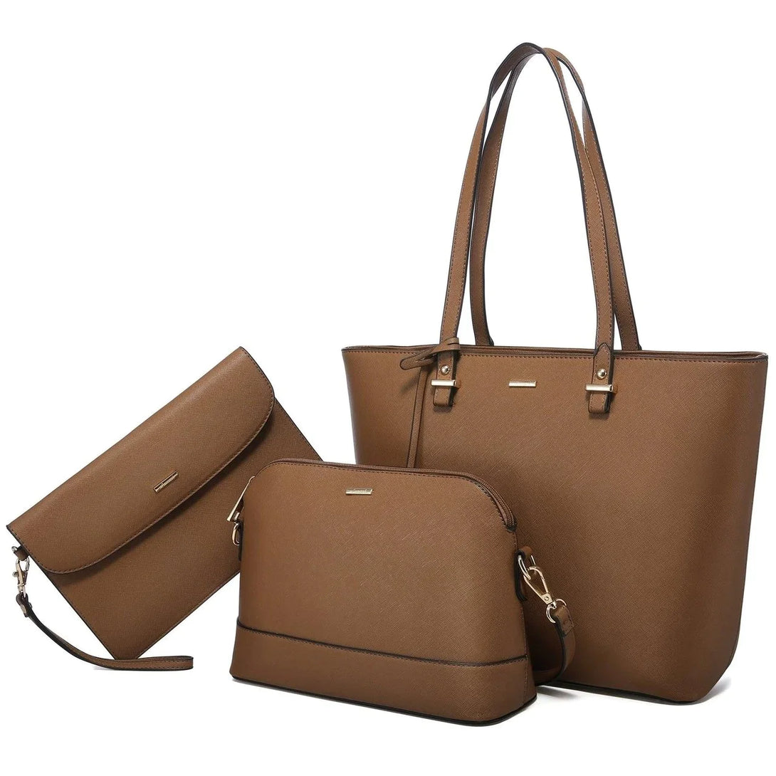 Premium PU Leather Lady Bag Set - 3 in 1set - Creative Fans