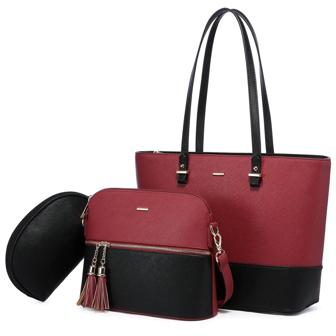 Premium PU Leather Lady Bag Set - 3 in 1set - Creative Fans