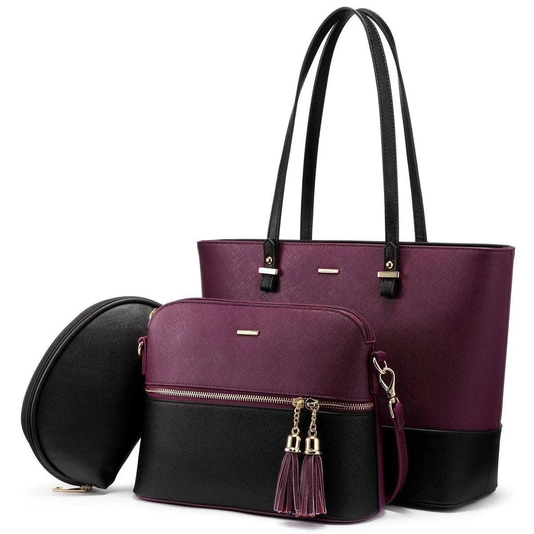 Premium PU Leather Lady Bag Set - 3 in 1set - Creative Fans