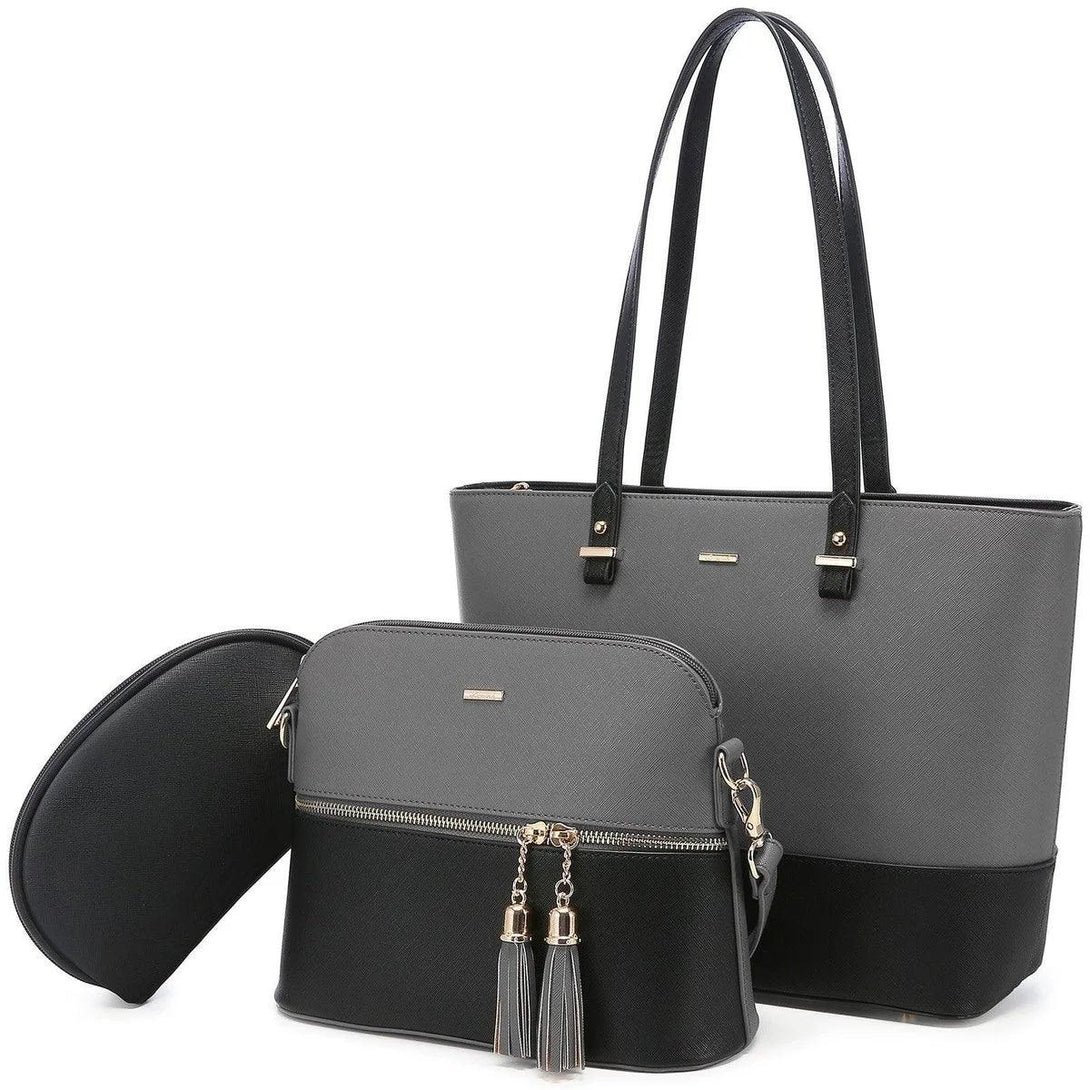 Premium PU Leather Lady Bag Set - 3 in 1set - Creative Fans