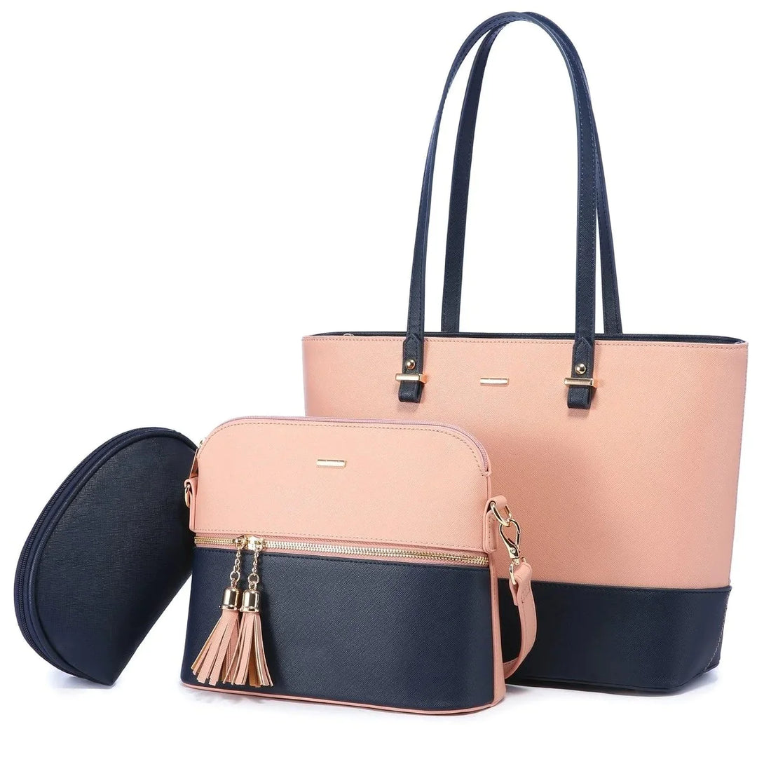 Premium PU Leather Lady Bag Set - 3 in 1set - Creative Fans