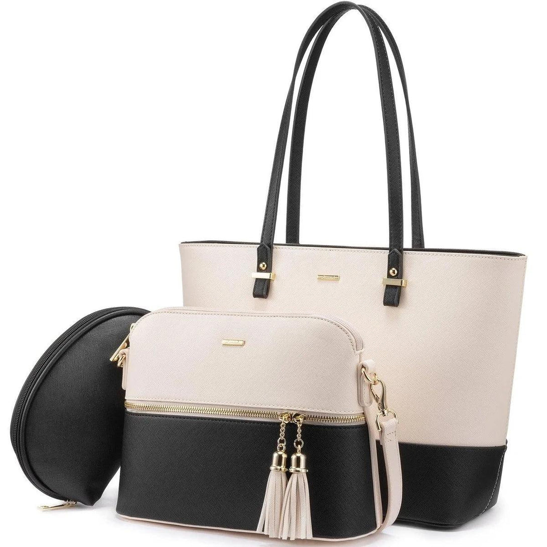 Premium PU Leather Lady Bag Set - 3 in 1set - Creative Fans