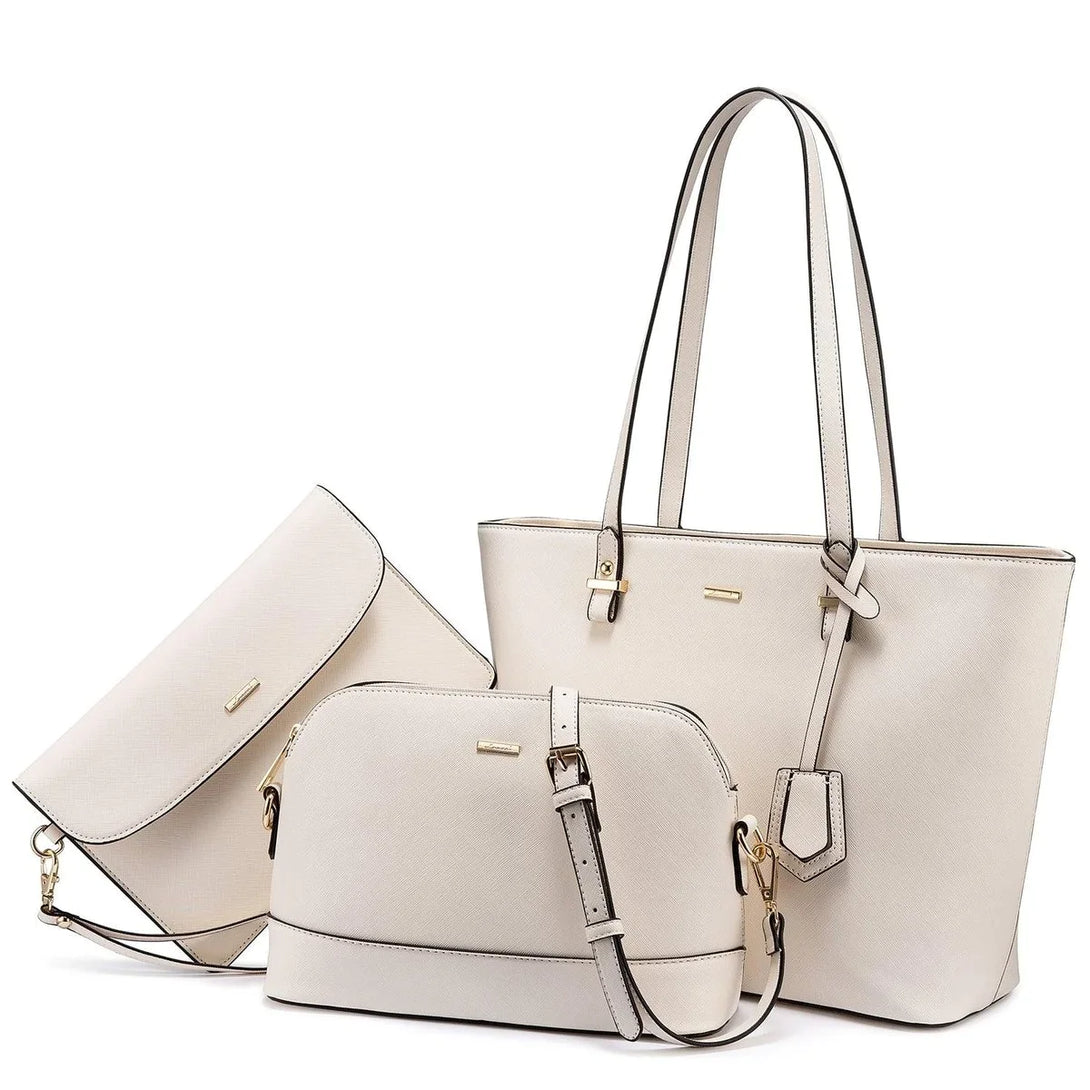 Premium PU Leather Lady Bag Set - 3 in 1set - Creative Fans
