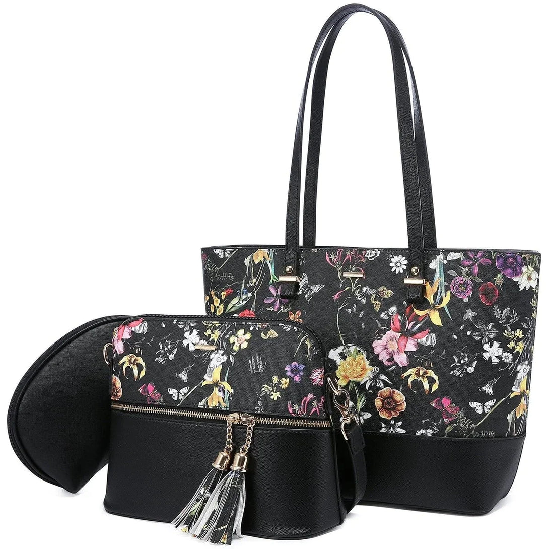 Premium PU Leather Lady Bag Set - 3 in 1set - Creative Fans