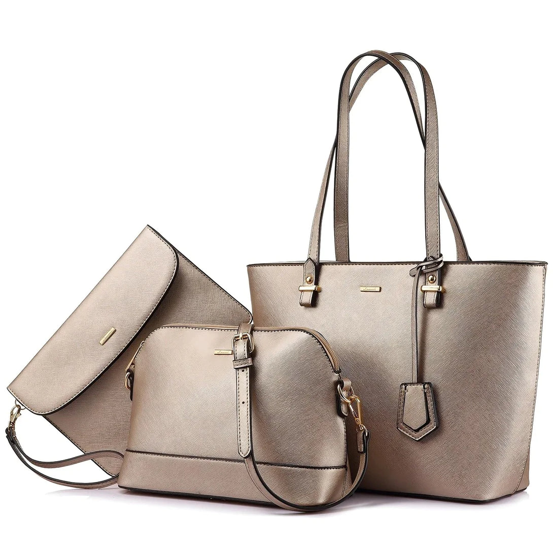 Premium PU Leather Lady Bag Set - 3 in 1set - Creative Fans