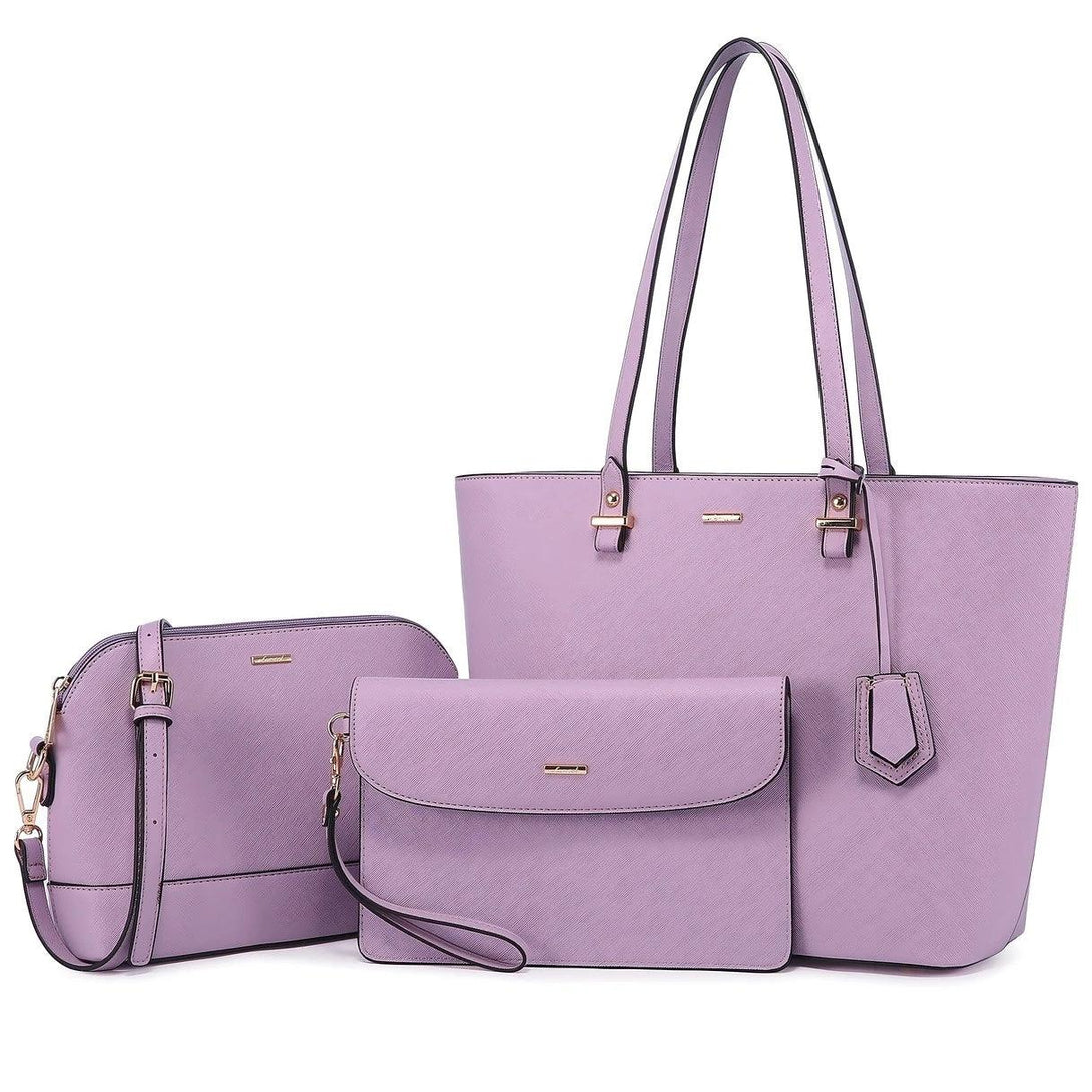 Premium PU Leather Lady Bag Set - 3 in 1set - Creative Fans
