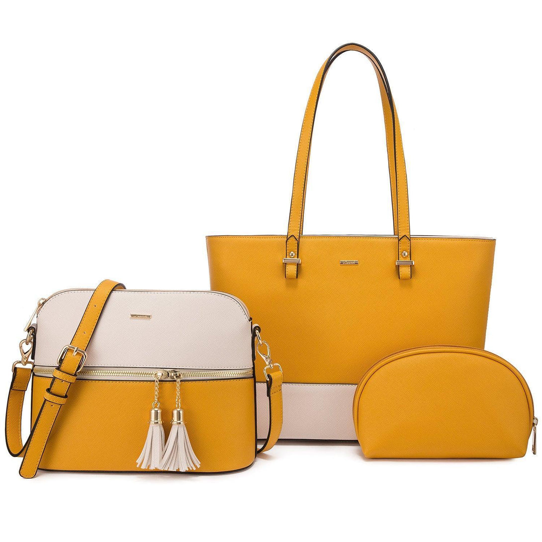 Premium PU Leather Lady Bag Set - 3 in 1set - Creative Fans