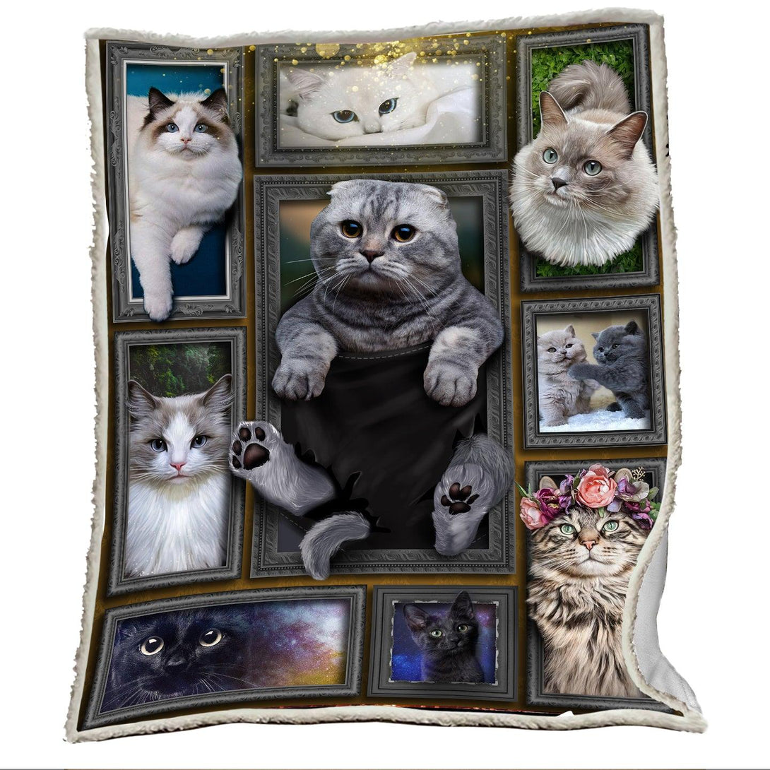 Premium Printed Cat Blanket- 1B1085C - Creative Fans