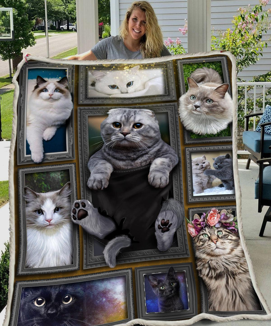 Premium Printed Cat Blanket- 1B1085C - Creative Fans