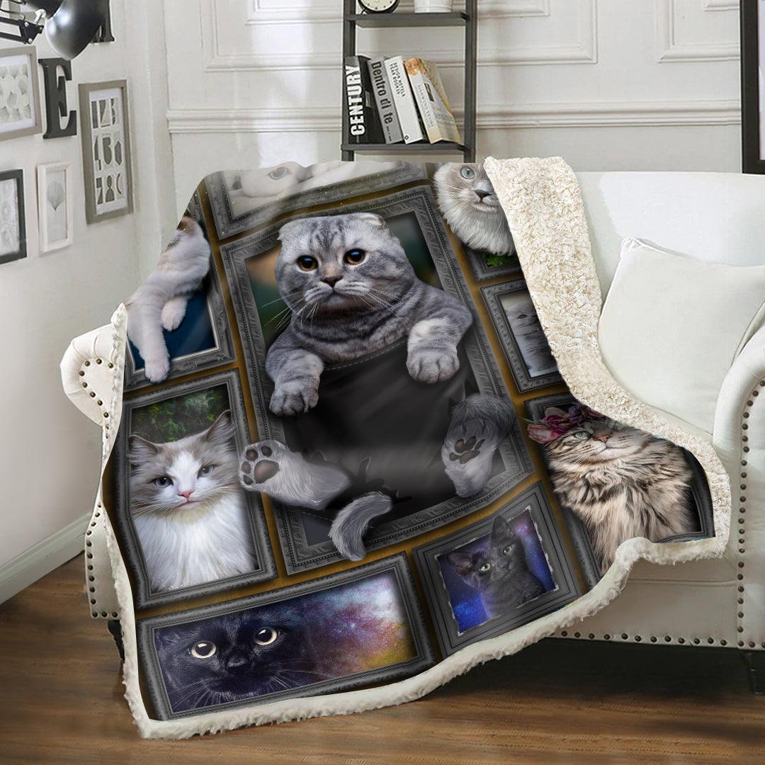 Premium Printed Cat Blanket- 1B1085C - Creative Fans