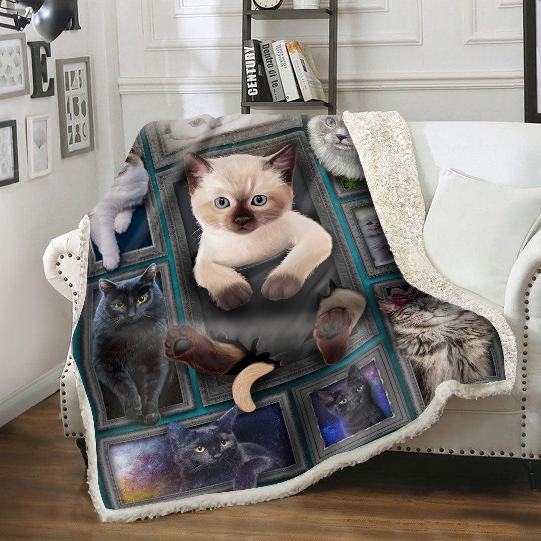 Premium Siamese Cat Blanket- 1B1103C - Creative Fans