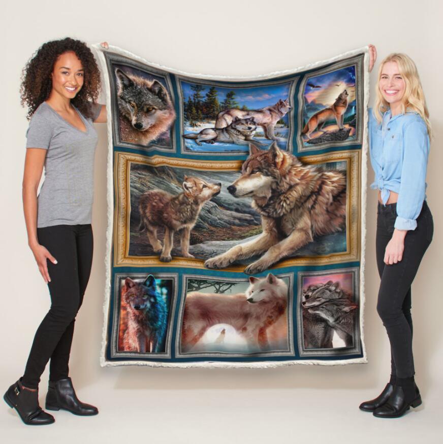 Premium Blanket Wolf Mum & Baby - Wolf Collection - 1B1053WF - Creative Fans
