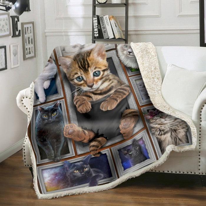 Premium Printed Cat Blanket- 1B1102C - Creative Fans