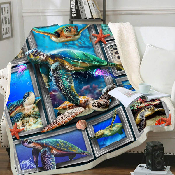 Premium Blanket SEA Turtle V.2 - Marine Lives - 1B1612S - Creative Fans