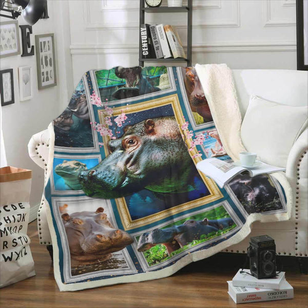Cozy Blanket with Popular Hippo theme - Wildlife Collection - 1B1834WL - Creative Fans