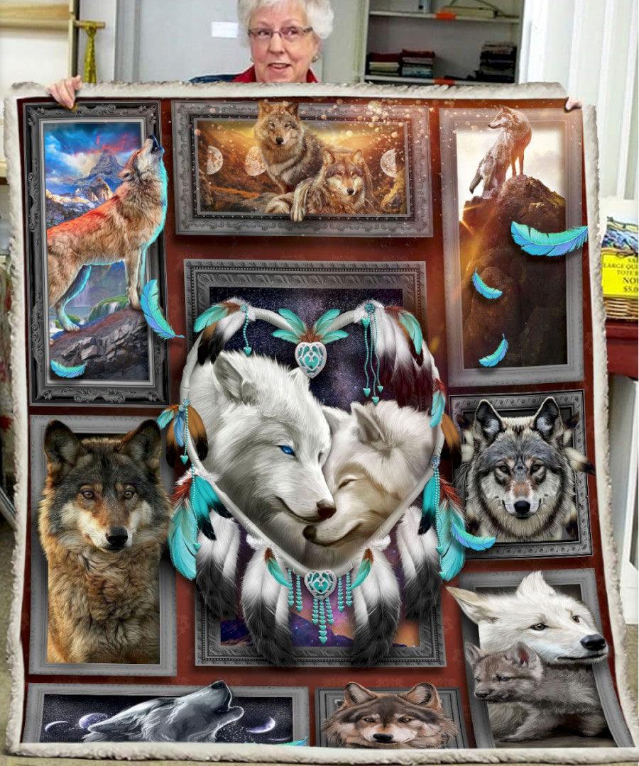 Premium Blanket White Wolf Couple - Wolf Collection - 1B1019WF - Creative Fans