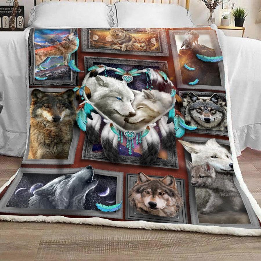 Premium Blanket White Wolf Couple - Wolf Collection - 1B1019WF - Creative Fans