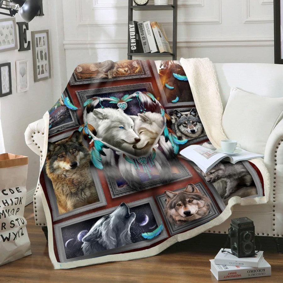 Premium Blanket White Wolf Couple - Wolf Collection - 1B1019WF - Creative Fans