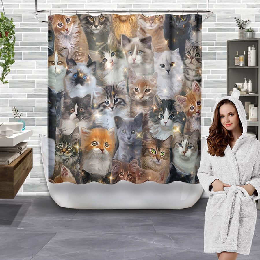 All Cute Cats Collection Shower Curtain - Creative Fans