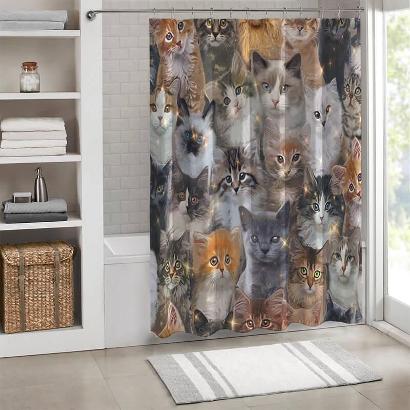 All Cute Cats Collection Shower Curtain - Creative Fans