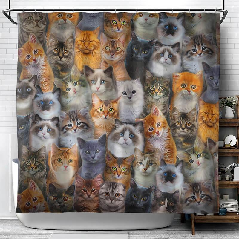 All Cute Cats Collection Shower Curtain - Creative Fans