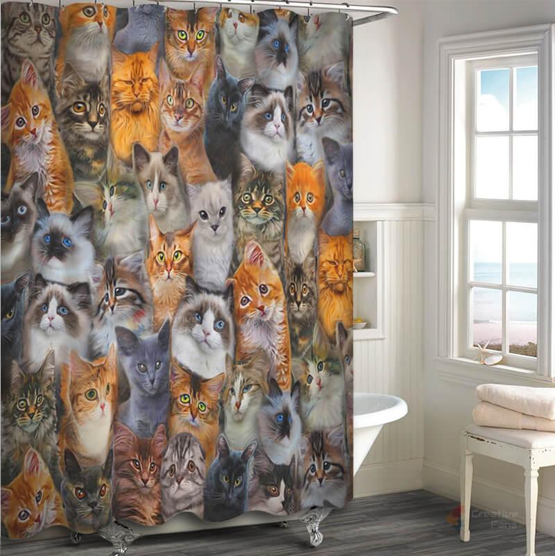 All Cute Cats Collection Shower Curtain - Creative Fans