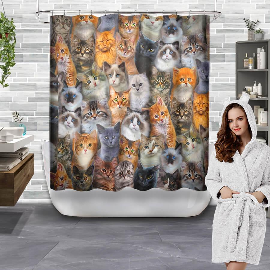 All Cute Cats Collection Shower Curtain - Creative Fans