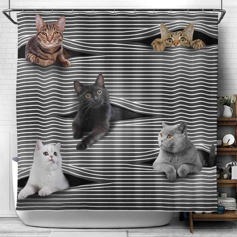 All Cute Cats Collection Shower Curtain - Creative Fans